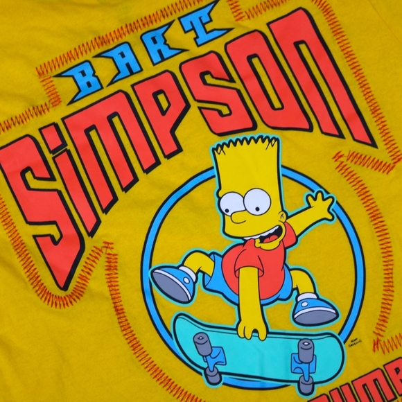 Bart Simpson Graphic Tee Skate Board Embroidered Front & Back RARE Size L - Picture 2 of 9
